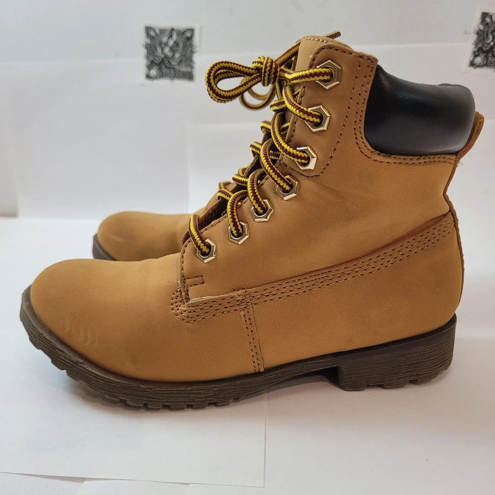 Rock & Candy Katlin Boots Little Kids Todd Tan Lace Up Combat Work Boots Size 13